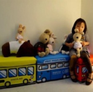 大款經濟包_cute bus 多功能收納箱座椅 顏色:紅/黃/粉/藍白/藍黃 特價：$305