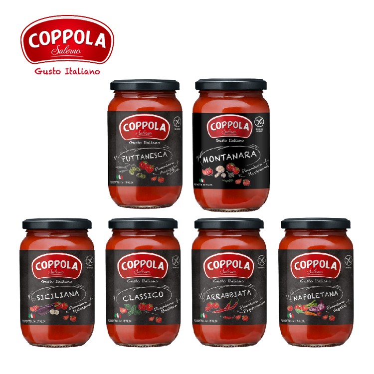 【Coppola】義大利無加糖番茄麵醬 350g 蔬菜/鯷魚橄欖/蘑菇/羅勒/辣味/茄子