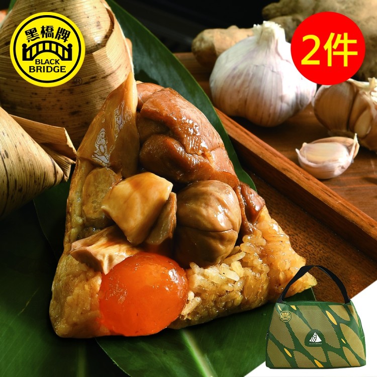 【黑橋牌】三杯雞腿肉粽禮盒－使用保冷購物袋包裝(冷凍), 此為2盒/組