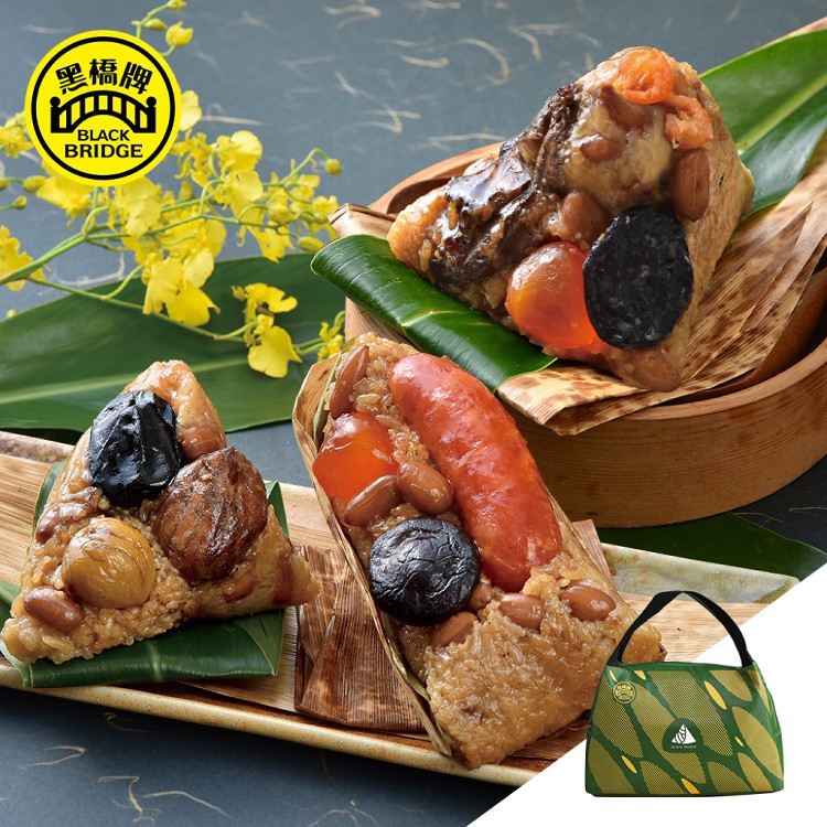 【黑橋牌】黑豬五福粽藝禮盒(黑豬香腸粽2顆+五福粽2顆+黑豬肉粽2顆),此為2袋/組