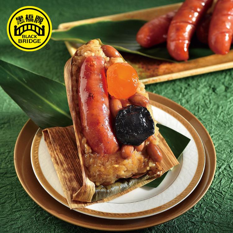 【黑橋牌】雙冠粽藝禮盒(廟口粽3入+黑豬香腸粽3入)－使用精美冠軍粽紙盒包裝