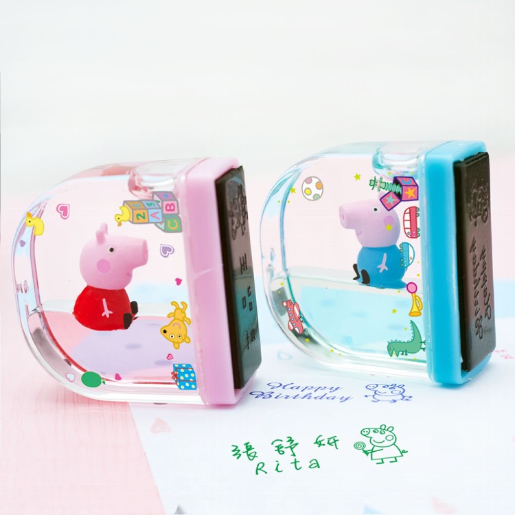 佩佩豬衣服專用日本快乾墨-可愛寶寶水晶系列連續章-粉紅豬及豬小弟(可水洗)開學小物 口罩可蓋可水洗