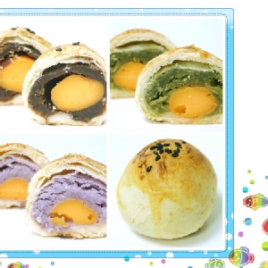 旦黃酥(紅豆芋頭.綠茶)全素/6入透明盒裝