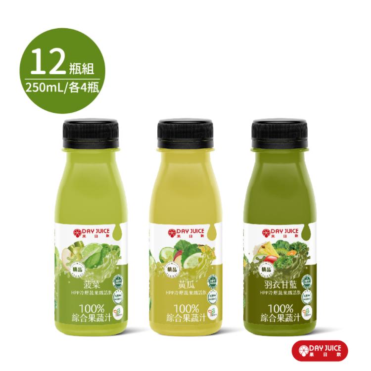 【Day Juice果日飲】 冷壓蔬果纖活飲-綠拿鐵組 (12入)
