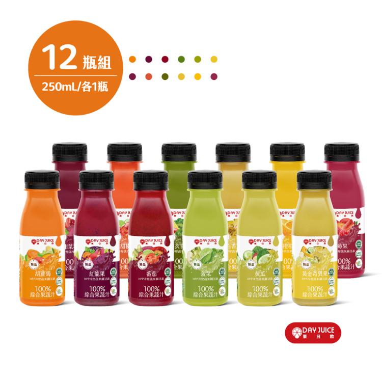 【Day Juice果日飲】冷壓蔬果纖活飲12瓶組 ( 纖活1-5+7-13號各1瓶 )