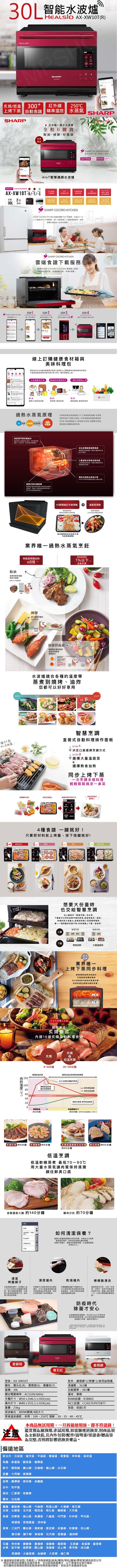30L智能水波爐,炙燒/低溫,紅外線,250°C,上烤下蒸 自動食譜,精準溫控水蒸氣,2 段,30L 調理,食請接导入口,● 日本唯一真正水波爐,全程0微波,脫油·減鹽·好健康,雲端食譜下載VS美味小食堂,自動料理食绍 380 400,AloT智慧連