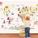 【一等獎 壁貼】《彩色版世界地圖 AY 9112》不傷牆面 重複撕貼