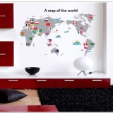 【一等獎 壁貼】《世界地圖/國旗 AY 7191》環保 不傷牆面 可重複撕貼