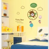 ☆一等獎☆靜音 壁貼鐘☆《飛天 小熊SA-1-016時鐘貼》三代壁貼＋時鐘
