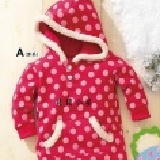 日單棉絨長板帽T 紅色白點