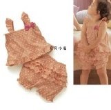 日單小可愛點點粉橘款二件套 日單優質套裝