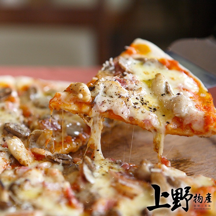 【上野物產】6吋馬賽傳統蘑菇起士培根 濃情pizza -下單就送福袋