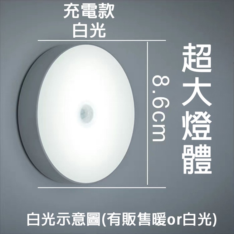 【輕鬆境界】USB充電最新款圓形磁吸式廣角智能感應燈