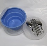 DRIVER 環保碗 筷子 湯匙 叉子組 耐熱 200度 主體 - 食品級矽膠(通過SGS檢驗合格) 、餐具 - 18 (藍/黃/綠/紫) 特價：$245