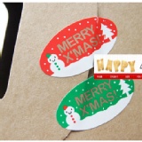 1087 聖誕貼紙橢圓形聖誕雪人聖誕樹封口貼DIY禮品包裝貼紙