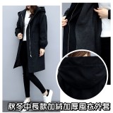 冬中長款加絨加厚風衣外套