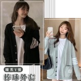 韓系V領棒球外套