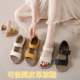 可後踩皮革涼鞋