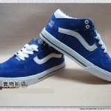 特價万斯 Vans 嘻哈板鞋 陳冠希潮鞋中幫男鞋女鞋情侶鞋 滑板鞋 街舞鞋運動鞋 藍色 35-44