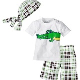 ８～可愛鱷魚格子印花沙灘休閒套裝 三件式套裝 含頭巾 《限參與本合購之成員下單》 特價：$268