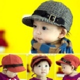 【Beauty Mom】2011年韓國春款羊毛呢短簷圓頂格子帽/鴨舌帽/貝雷帽 三色可選