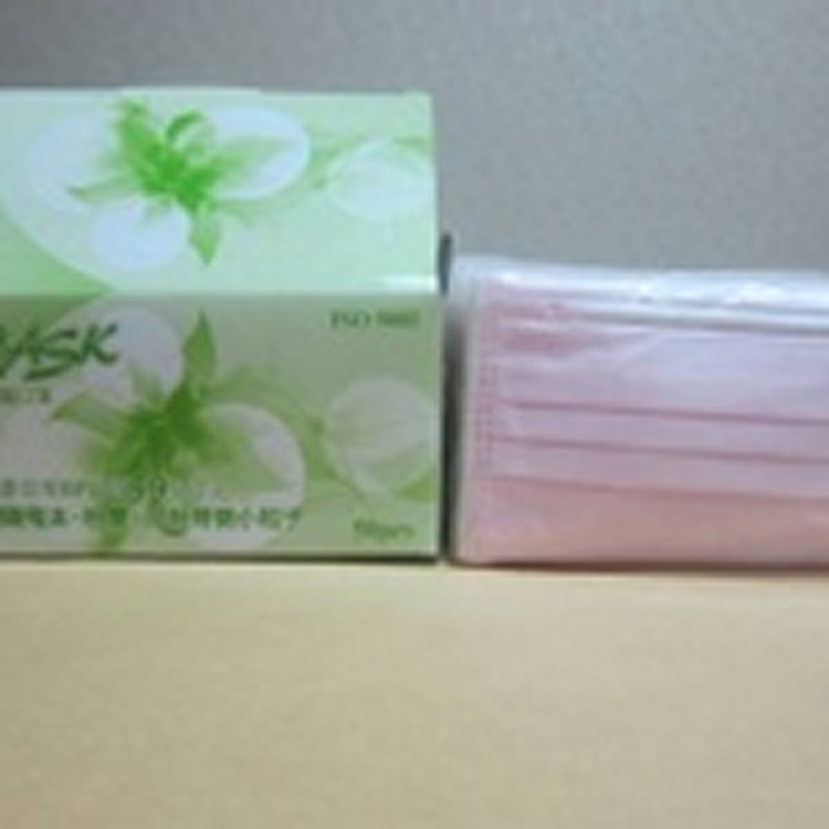 不織布三層式成人平面口罩(粉紅)