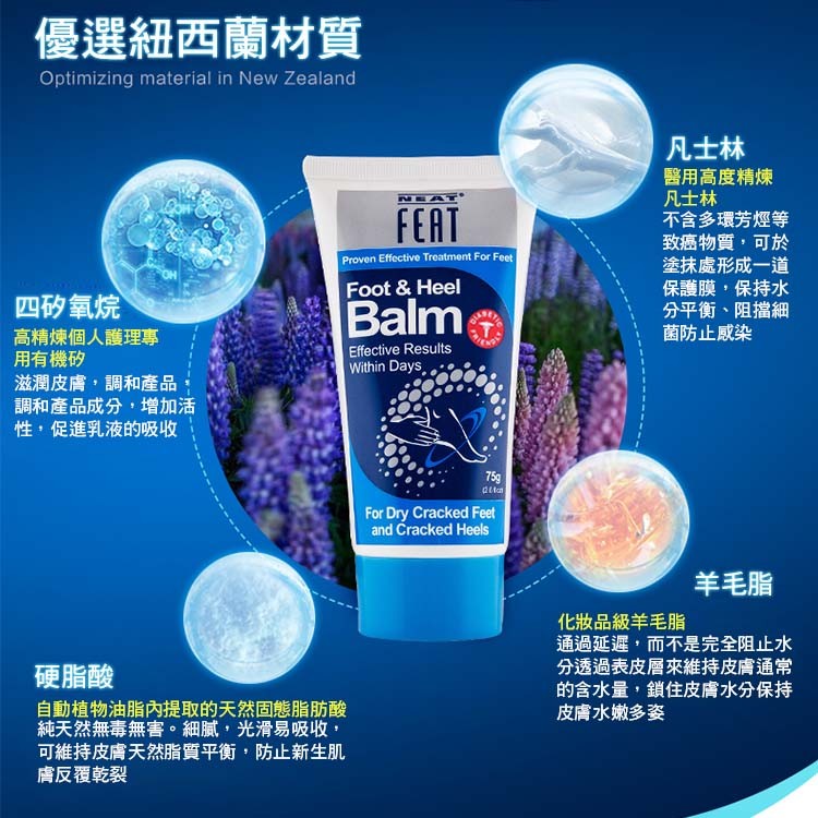 優選紐西蘭材質，凡士林，醫用高度精煉，凡士林，不含多環芳煙等，致癌物質,可於，塗抹處形成一道，保護膜,保持水，分平衡、阻擋細，菌防止威染，四矽氧烷，高精煉個人護理專，用有機矽，滋潤皮膚,調和產品，調和產品成分,增加活，性,促進乳液的吸收，羊毛脂，硬脂