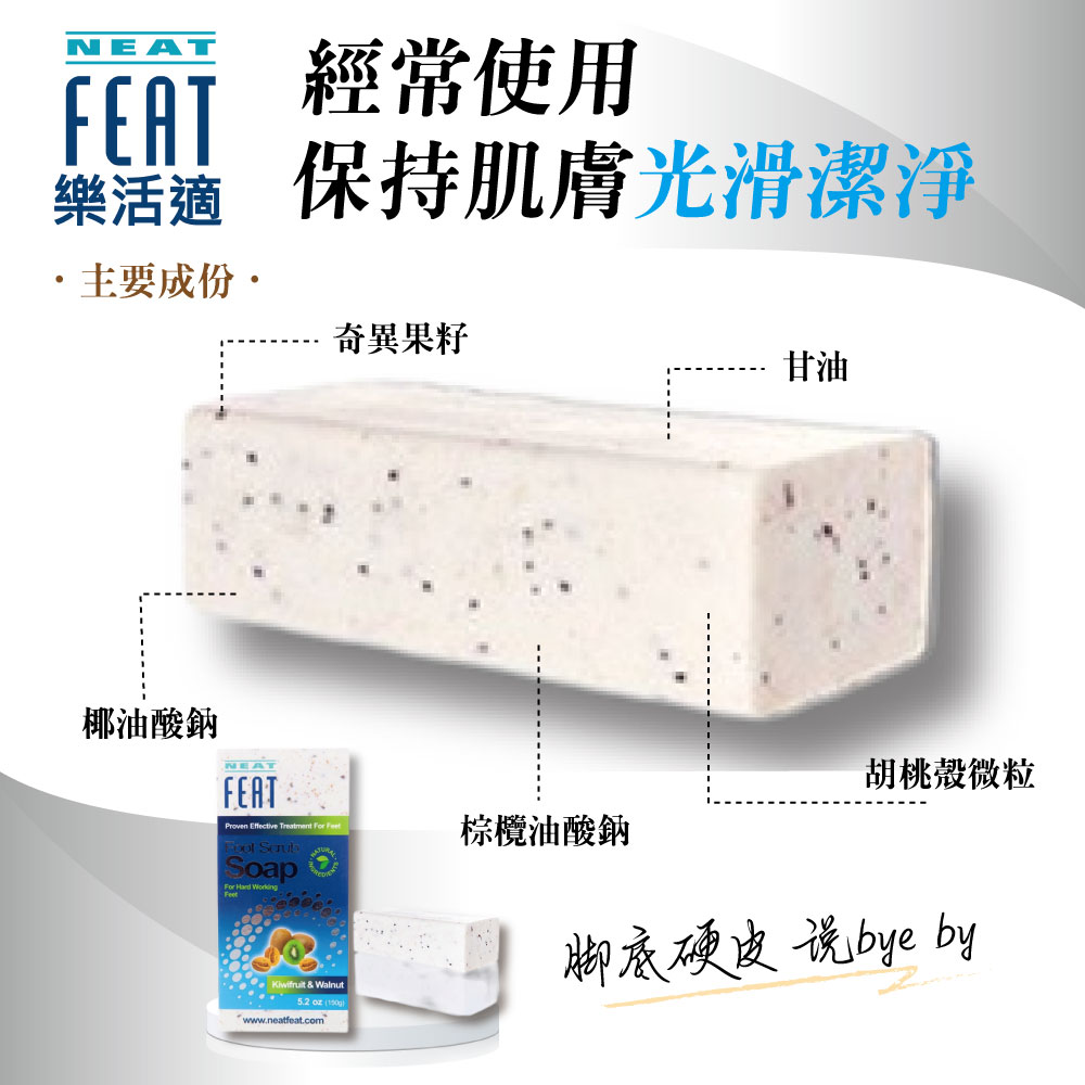 經常使用，樂活適 保持肌膚光滑潔淨，·主要成份•，椰油酸鈉，奇異果籽，棕欖油酸鈉，胡桃殼微粒，脚底硬皮说bye by。