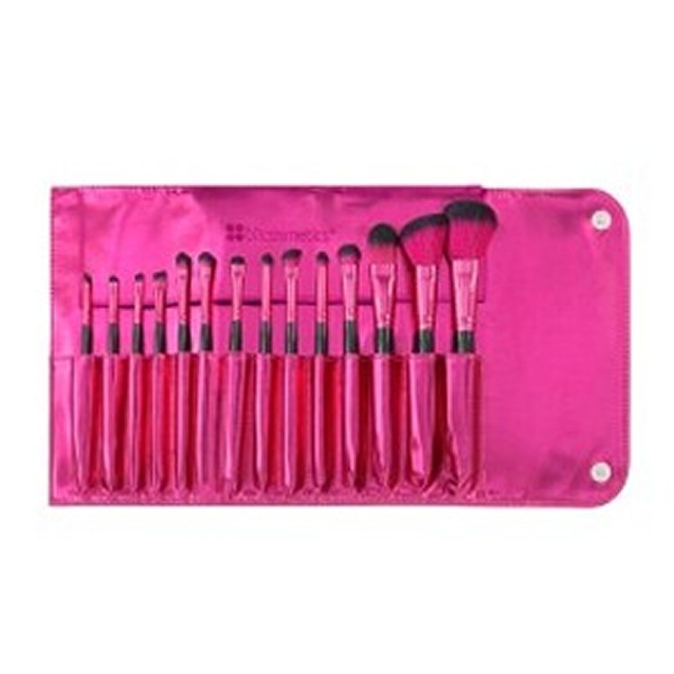 14 pc Metallic Pink Makeup Brush Set