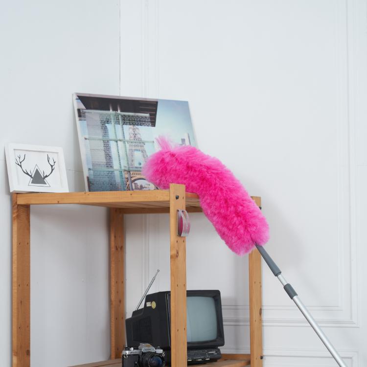 台灣製羊毛脂加長可彎曲除塵撢 風扇刷 雞毛撢（紫.黃.桃三色隨機出）