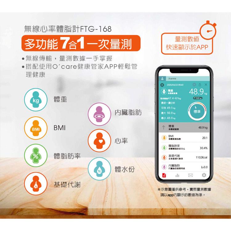 【歐瑟若oserio】無線心率體脂計 FTG-168